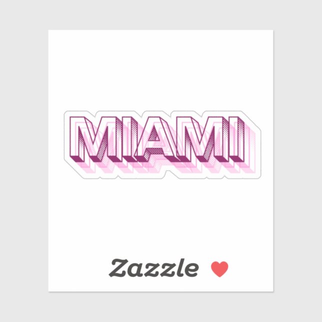 Miami Beach, Florida | Pink Bubble Letter Sticker (Sheet)