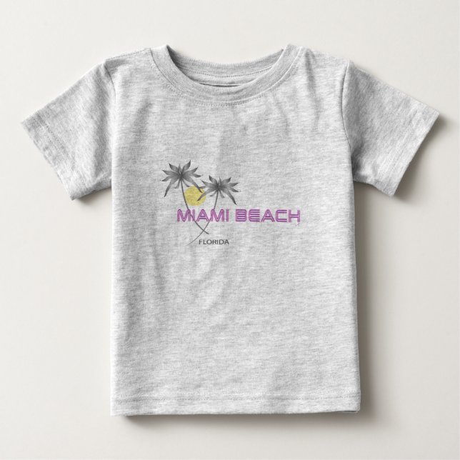 Miami Beach Florida Pink Grey Baby Baby T-Shirt (Front)