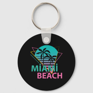 Miami Beach Florida Proud Floridian Retro Palms Tr Keychain