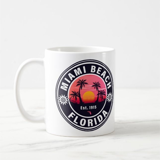 Miami Beach Florida Retro Sunset Souvenirs 60s Coffee Mug (Left)