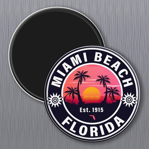 Miami Beach Florida Retro Sunset Souvenirs 60s Magnet