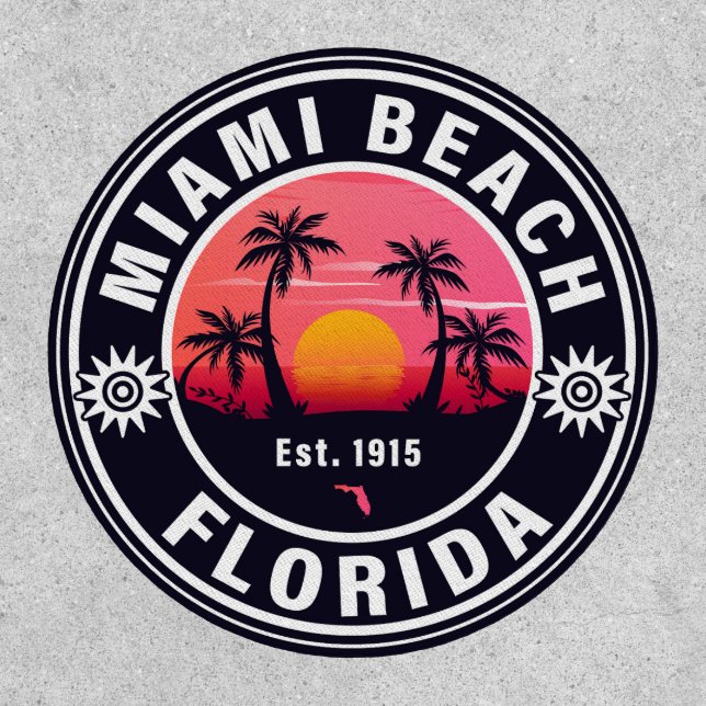 Miami Beach Florida Retro Sunset Souvenirs 60s Patch (Front)