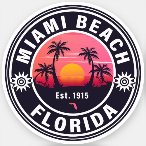 Miami Beach Florida Retro Sunset Souvenirs 60s Sticker