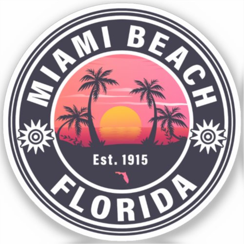 Miami Beach Florida Retro Sunset Souvenirs 60s Sticker