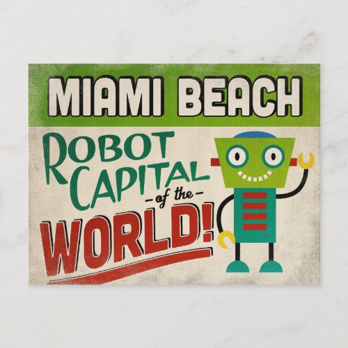 Miami Beach Florida Robot _ Funny Vintage Postcard