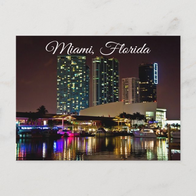 Miami Beach Florida Sklyline Travel Postcard (Front)