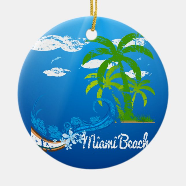 Miami Beach Florida Souvenir Ceramic Ornament (Front)