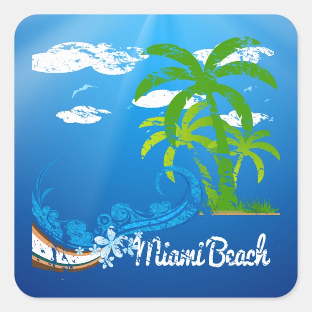 Miami Beach Florida Souvenir Square Sticker (Front)