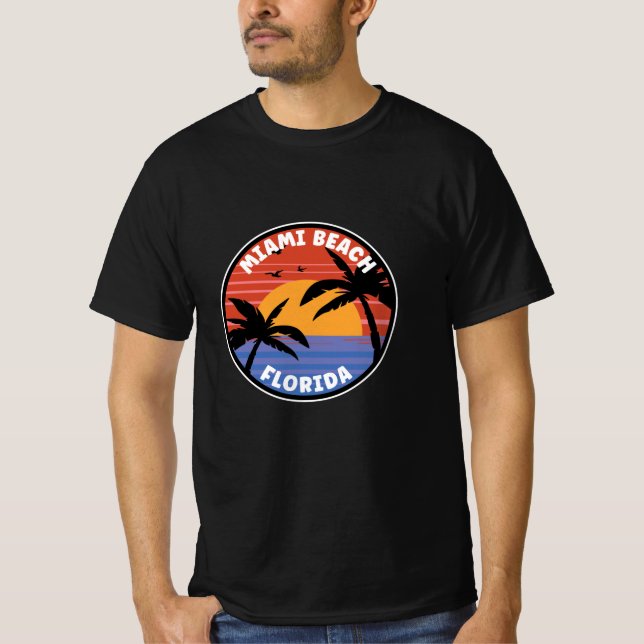 Miami Beach Florida Sunset Paradise T-Shirt (Front)