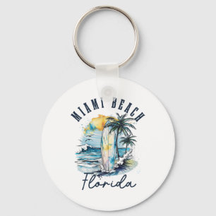 Miami Beach Florida Surf Vintage Surf Beach Surfer Keychain