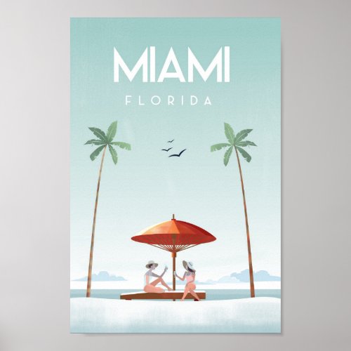 Miami  beach florida travel poster