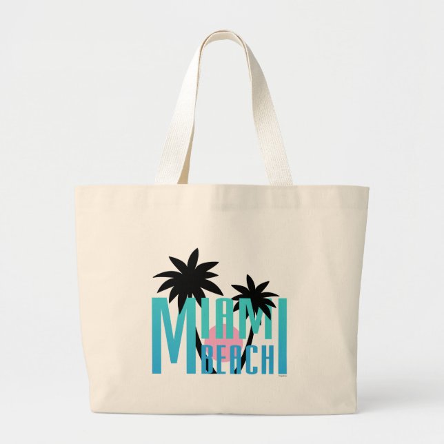 Miami-Beach-Florida-Typography Large Tote Bag (Front)