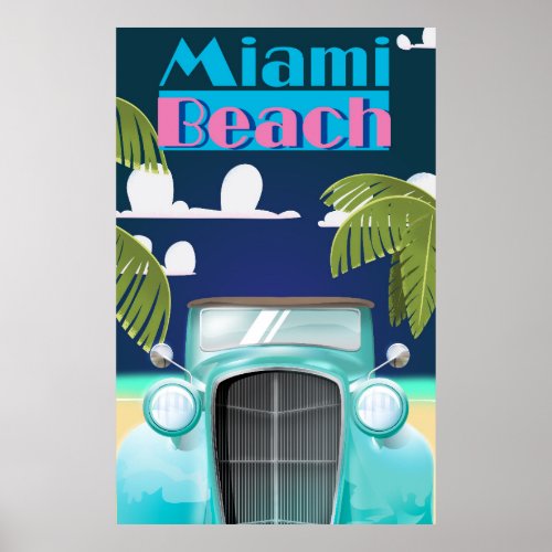 Miami Beach Florida USA vintage travel poster