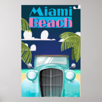 Miami Beach, Florida USA vintage travel poster