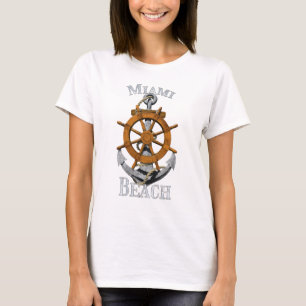 Miami Beach Florida Vacation Nautical Anchor Helm T-Shirt