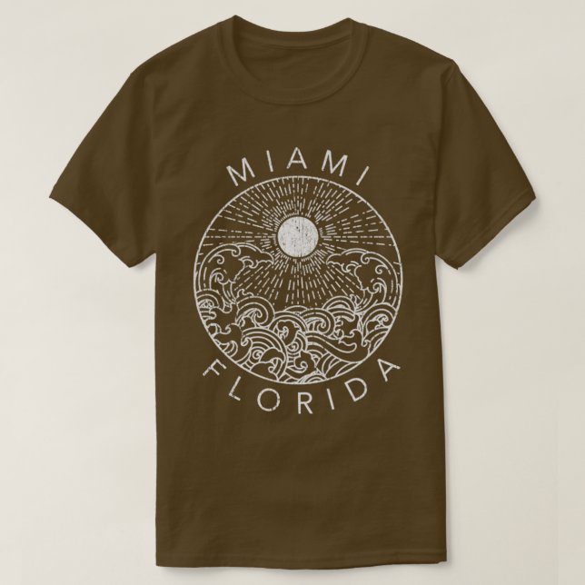 Miami Beach Florida Vacation Ocean Retro Souvenir T-Shirt (Design Front)
