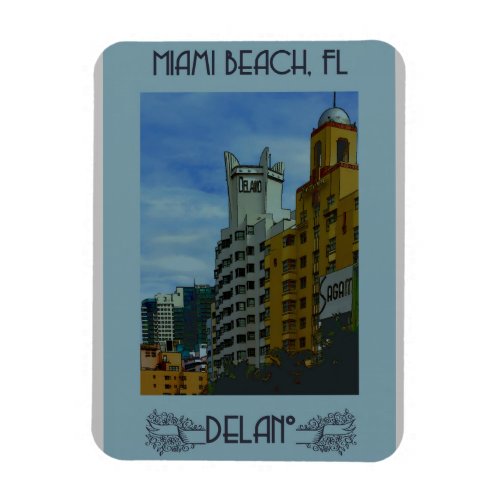Miami Beach Florida Vintage Art Deco Travel  Magnet