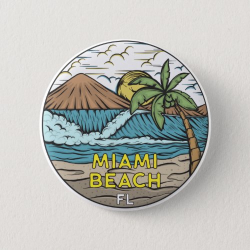 Miami Beach Florida Vintage Button