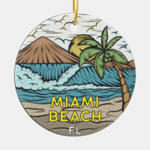 Miami Beach Florida Vintage Ceramic Ornament