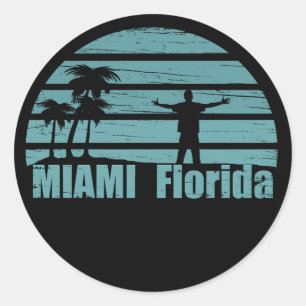 Miami beach Florida vintage Classic Round Sticker