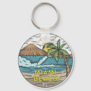 Miami Beach Florida Vintage Keychain