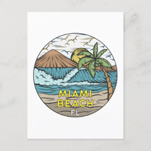 Set Of Vintage Stationery w/ Miami Beach Color Postcard Graphics