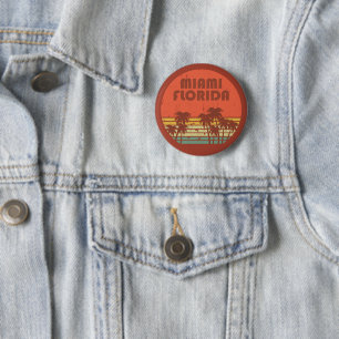 Miami beach Florida vintage sunset Button