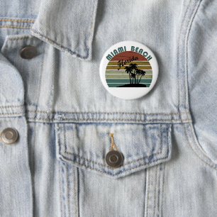 Miami Beach Florida vintage sunset Button