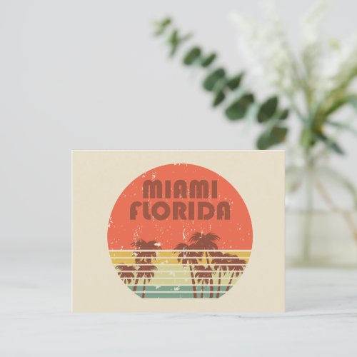 Miami beach Florida vintage sunset Holiday Postcard