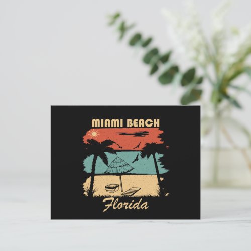 Miami Beach Florida vintage sunset Holiday Postcard