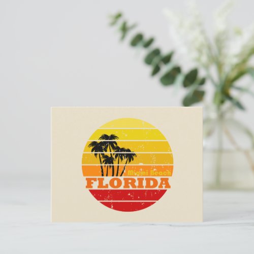 Miami beach Florida vintage sunset Holiday Postcard