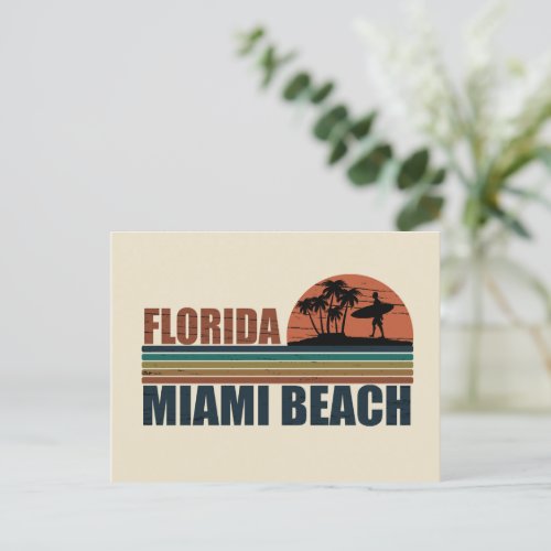 Miami Beach Florida vintage sunset Holiday Postcard