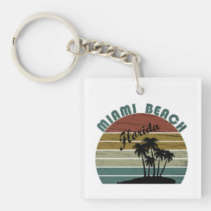 Miami Beach Florida vintage sunset Keychain