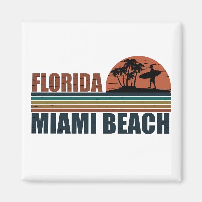 Miami Beach Florida vintage sunset Magnet (Front)