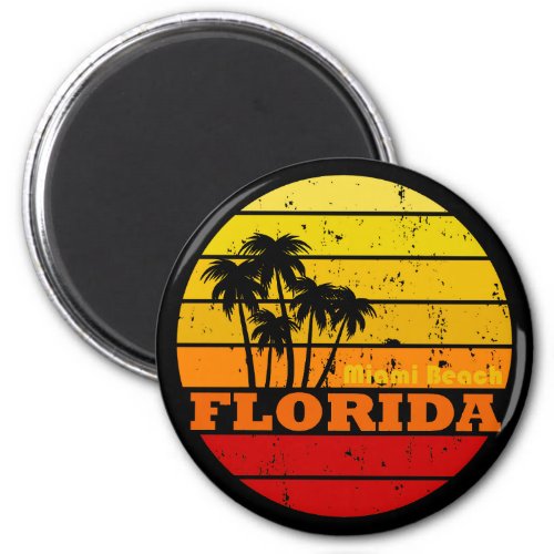 Miami beach Florida vintage sunset Magnet