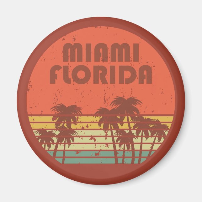 Miami beach Florida vintage sunset Magnet (Front)