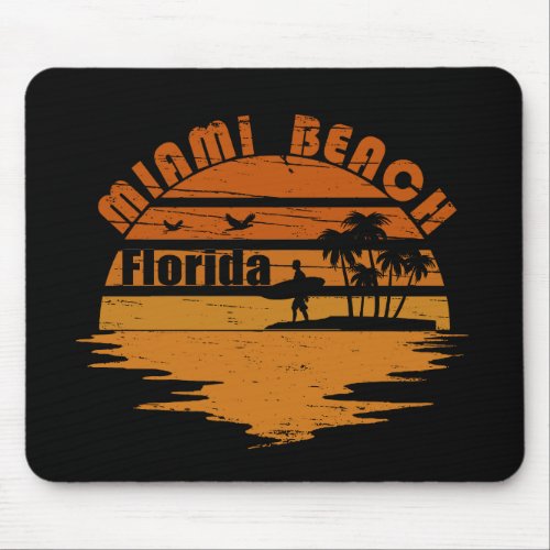 Miami Beach Florida vintage sunset Mouse Pad