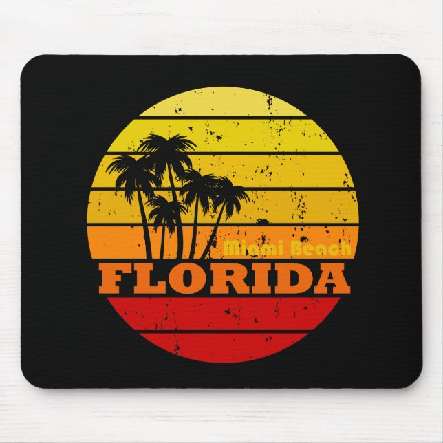Miami Beach Florida vintage sunset Mouse Pad (Front)