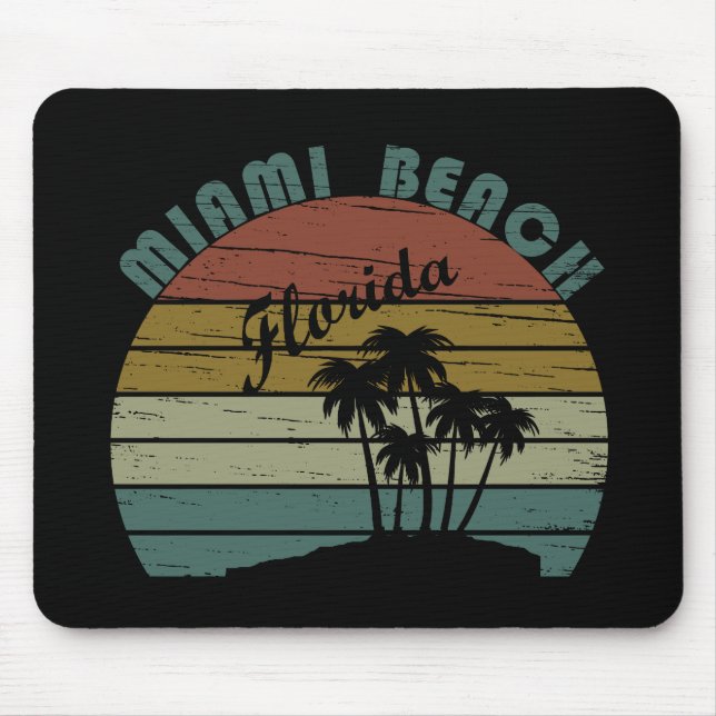 Miami Beach Florida vintage sunset Mouse Pad (Front)