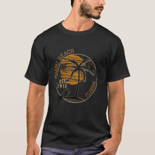 Miami Beach Florida Vintage Sunset Palm Tree Summe T-Shirt