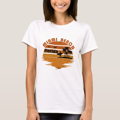 Miami Beach Florida vintage sunset T_Shirt