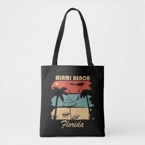 Miami Beach Florida vintage sunset Tote Bag