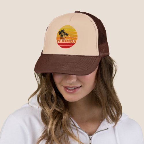 Miami beach Florida vintage sunset Trucker Hat