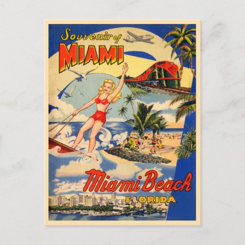 Miami Beach Florida vintage tourism ad 1940s Postcard