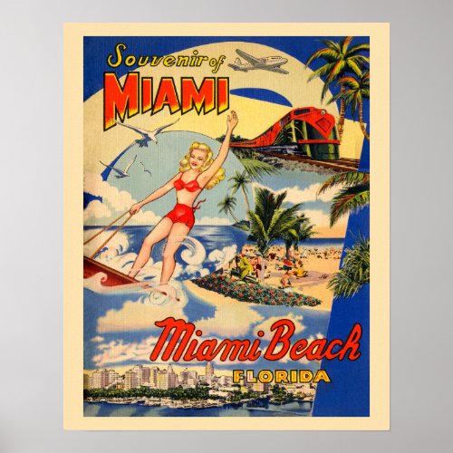 Miami Beach Florida vintage tourism ad 1940s Poster