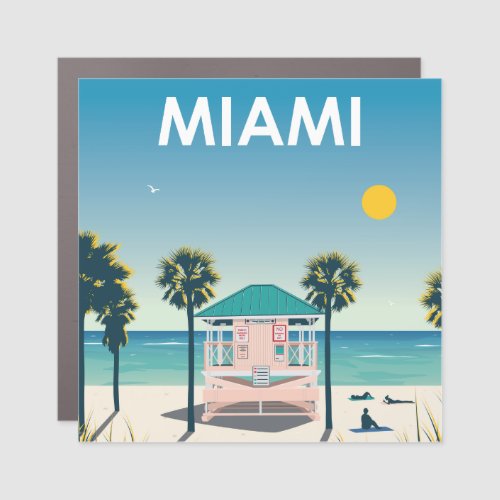 Miami Beach Florida Vintage Travel Car Magnet