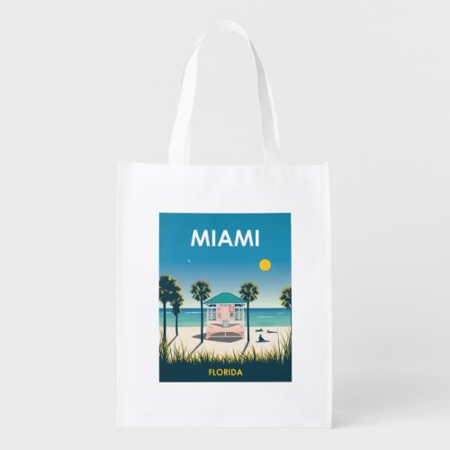 Miami Beach Florida Vintage Travel Grocery Bag