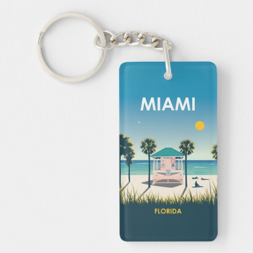 Miami Beach Florida Vintage Travel Keychain