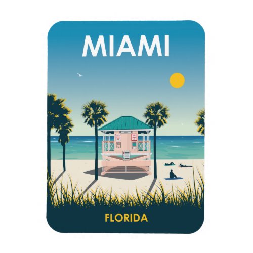 Miami Beach Florida Vintage Travel Magnet