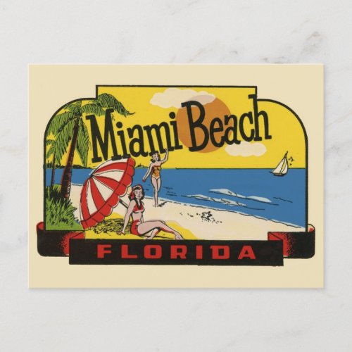 Miami Beach Florida Vintage Travel Postcard